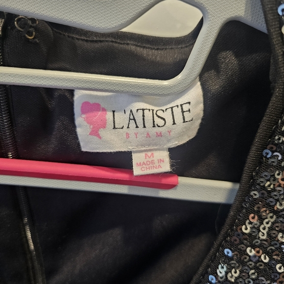 L'Atiste by Amy Sequin Long Sleeve Romper Black Silver Medium - Picture 3 of 10